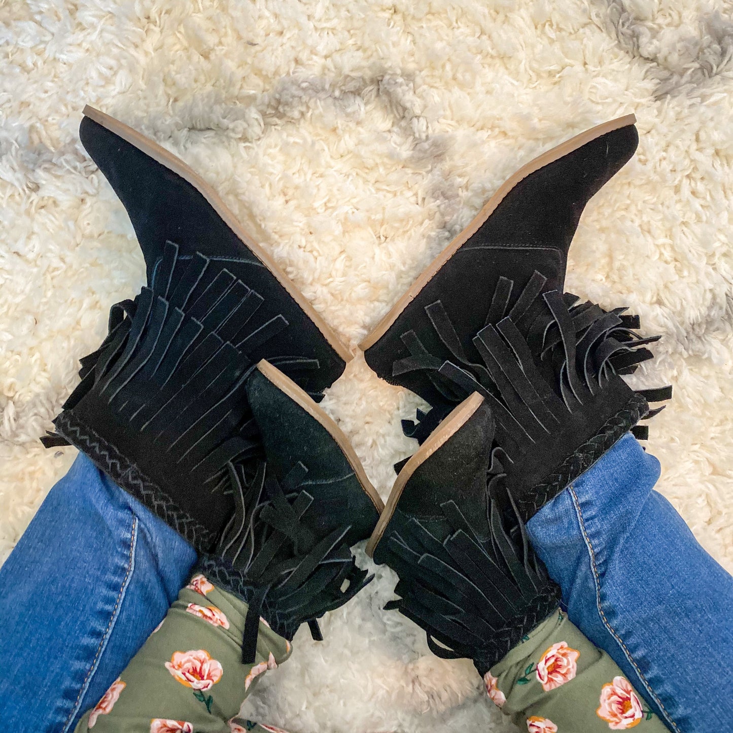 Braided Fringe Boots Ebony